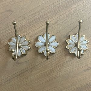 Set of 3 - Gold and Opal Floral Double Wall Hook - World Market